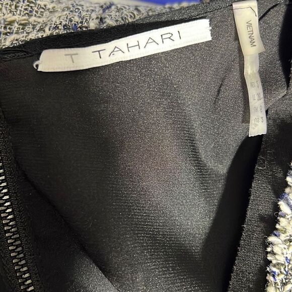Tahari Women's Party Dress Bodycon Wrap Sleeveless Casual Work Grey Black Size 2 - Picture 8 of 12